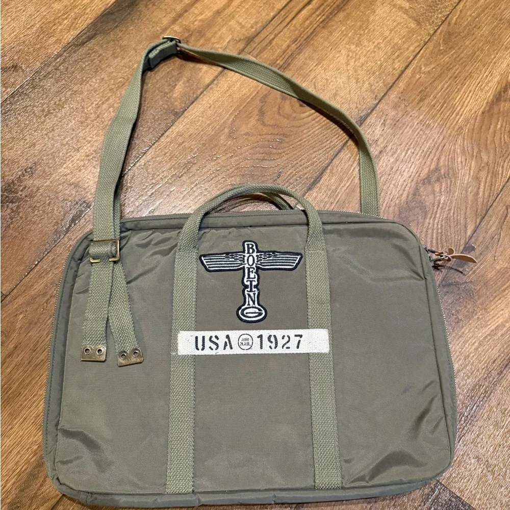 Vintage Surplus Boeing Laptop Olive Green Bag